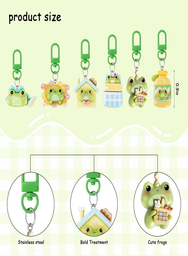 PLwelth 6Pcs Frog Keychain for Women Girls Cute Frog Key Chain Purse Charms for Handbags Backpack Wallets Keys Aesthetic Cartoon Animal Keyring Memorial Jewelry Accessories Gifts for Pet lovers - Image 4
